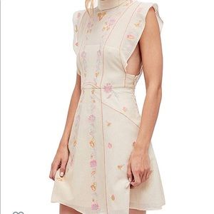 Riviera embroidered mesh mini dress